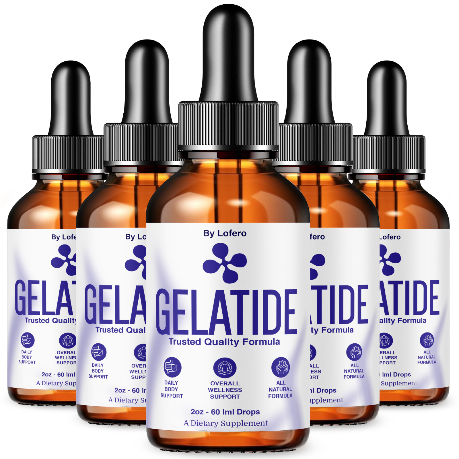 (5 Pack) Gelatide Weight Management Drops, Gelatide Daily Health Support (10oz)