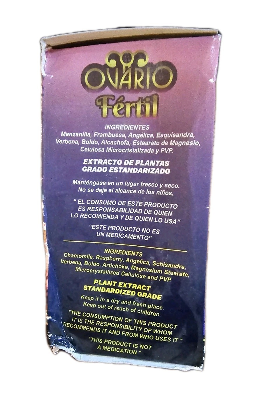 Natural De Mexico Ovary Fertile; Plant Extract 60 Caplets Exp: 12/2029