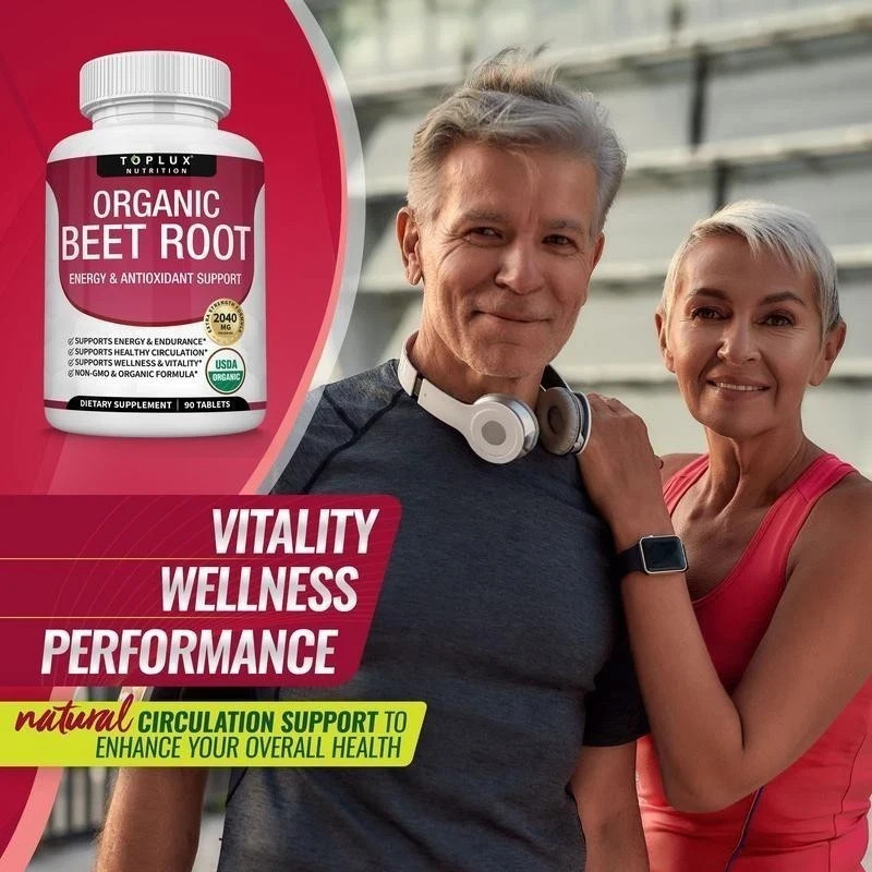 Toplux pure Beet Root 2040mg with Black Pepper 90 Tablets Energy Circulation-