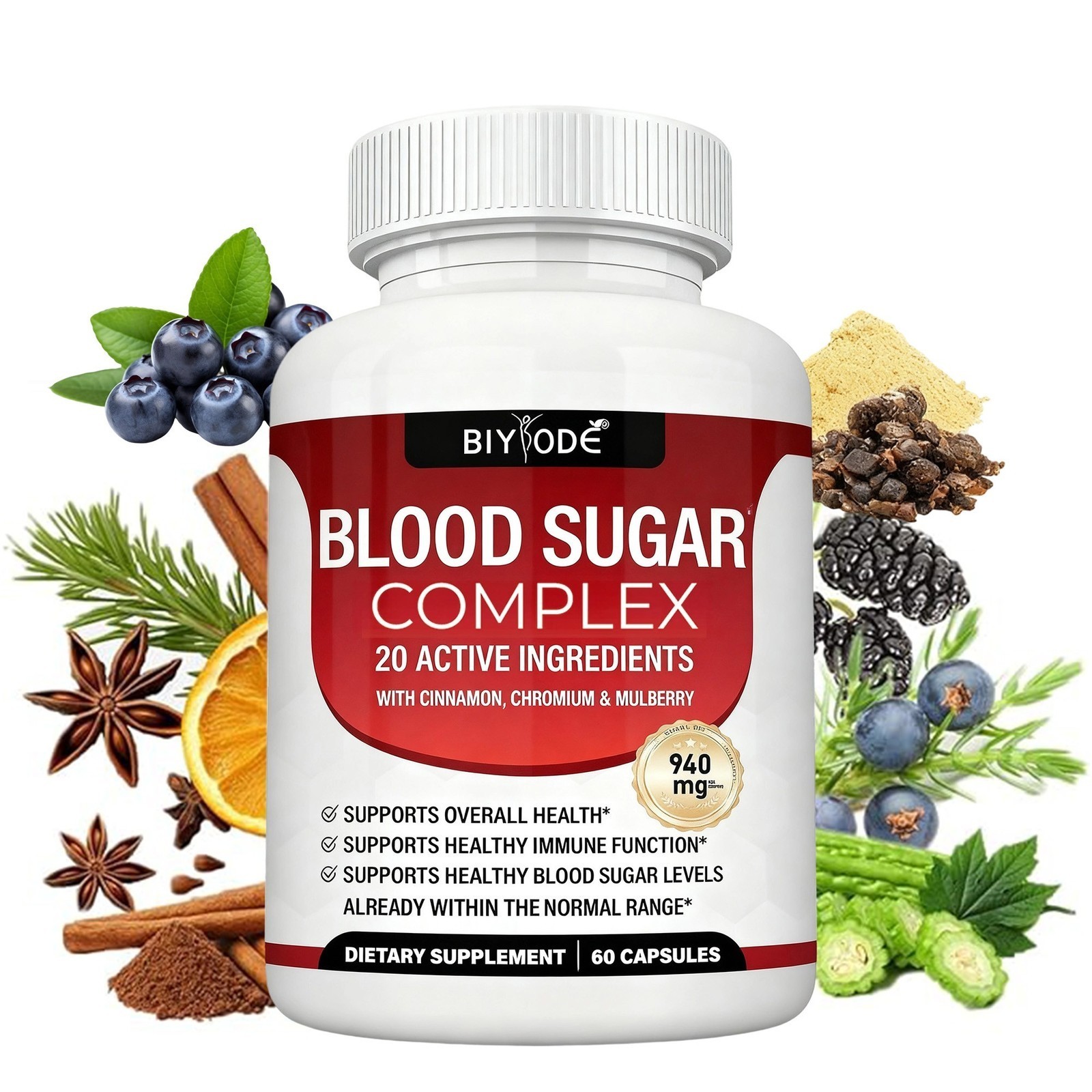 Sugar Blood Complex Supplement Supports Levels, Blood Sugar Healthy 60 Capsules