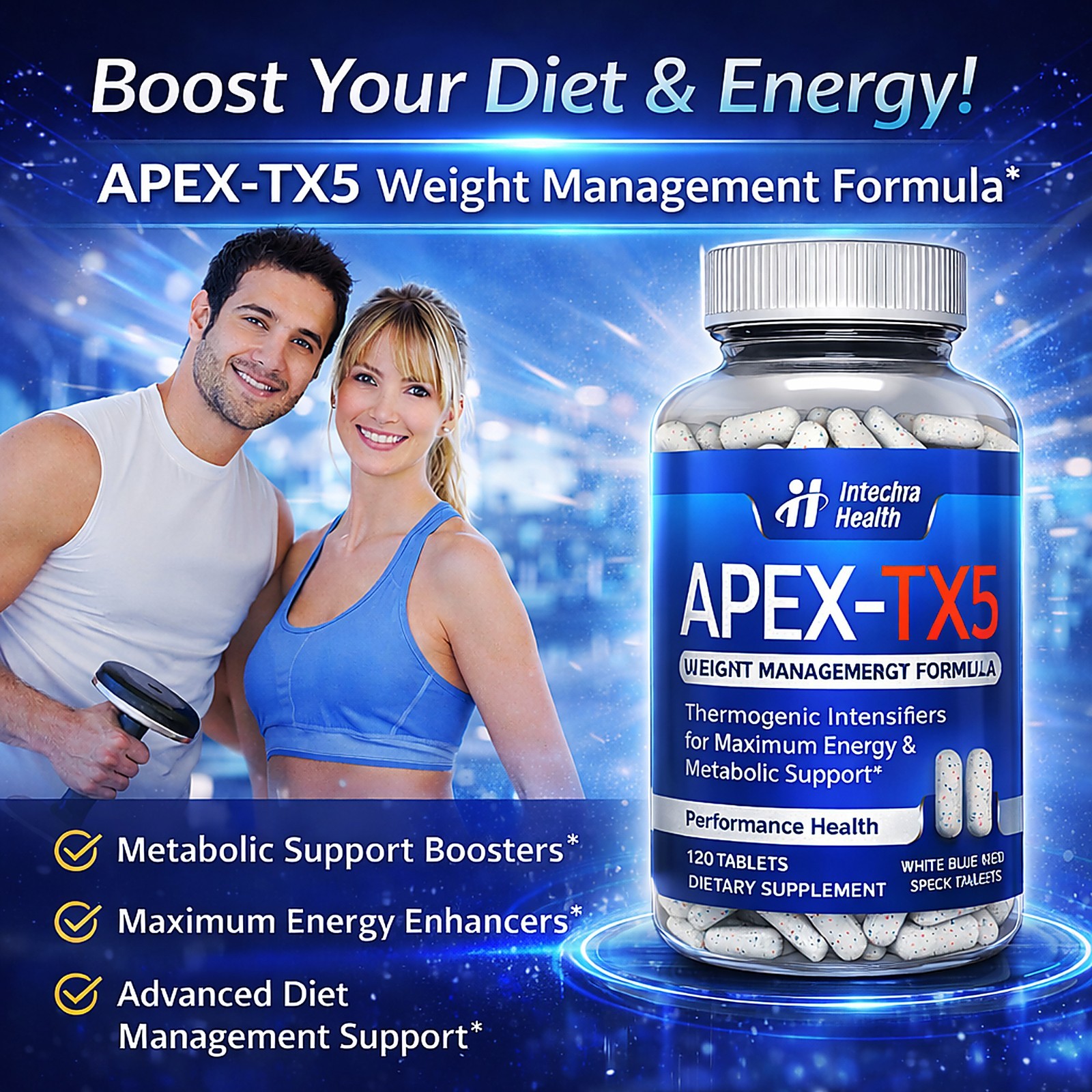 APEX TX5 Diet Pills with Peak Energy 120 White/Blue Tablets