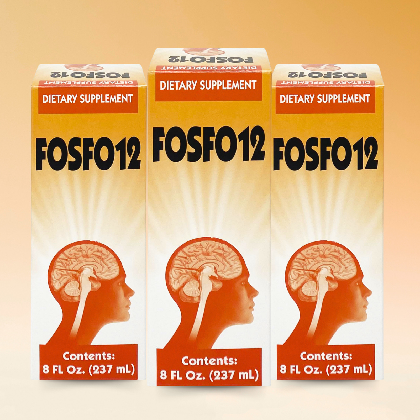 Menper Fosfo 12 Liquid, 8 fl oz, with B Vitamins & Minerals (3-Pack)