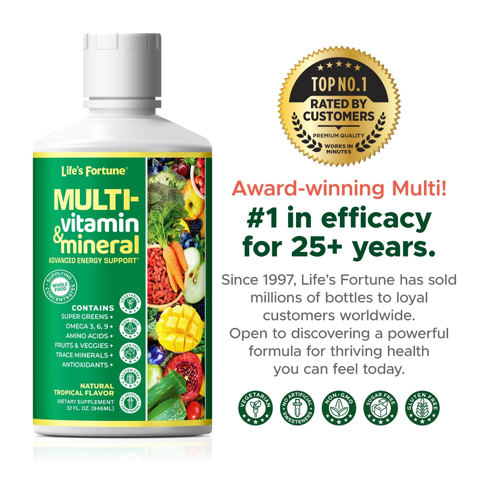 Life’s Fortune Whole Food Multivitamin Liquid 32 Fluid Ounces