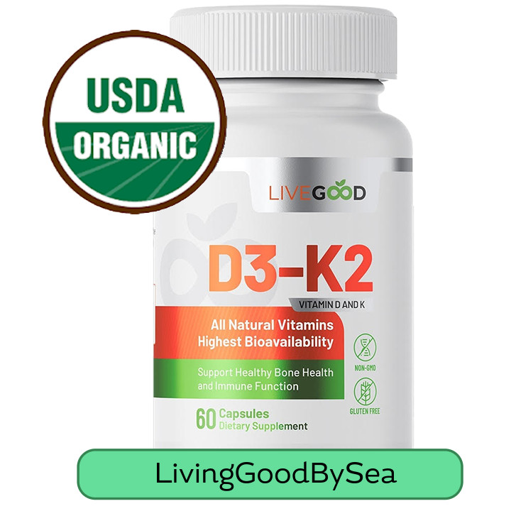 LIVEGOOD D3-K2 2000 Vitamin Organic Rice Hulls Hypromellose Vegetable Supplement