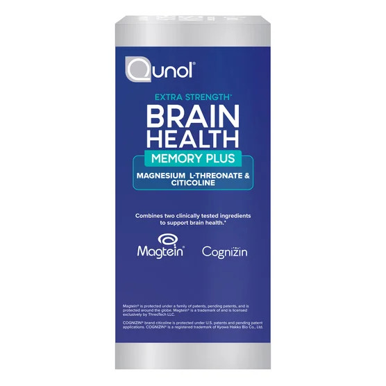 Qunol Brain Health Memory Plus Magnesium L Threonate Citicoline 100 Tablets