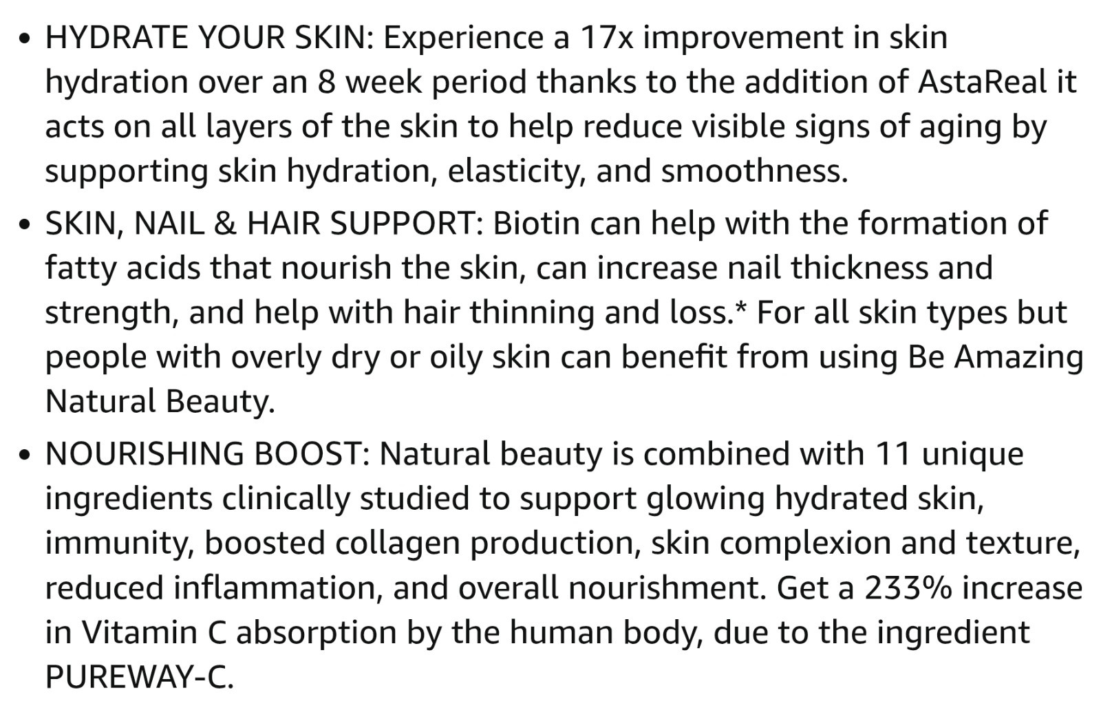 BEAM NATURAL BEAUTY Skin Hair & Nails 60 Capsules ( 30 Servings) BEST BY 02/26