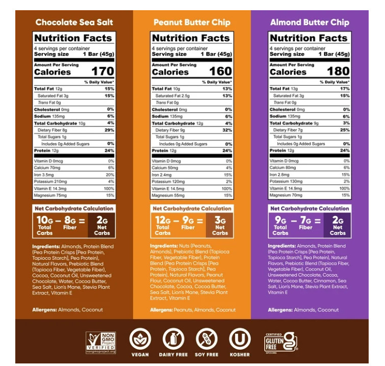 IQBAR Plant Protein Bars Chocolate Variety 12ct Keto Vegan Low Sugar