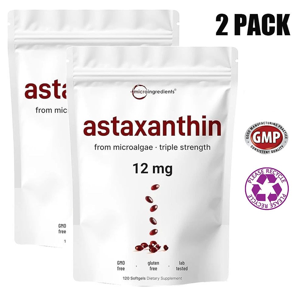 Micro 2pack Ingredients Astaxanthin 12mg, 120 Softgels, Dietary Supplement,gift