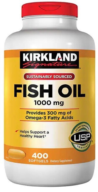 Kirkland Fish Oil 1000 mg., 400 Counts X 300mg Omega-3 Fatty Acids Per Serving