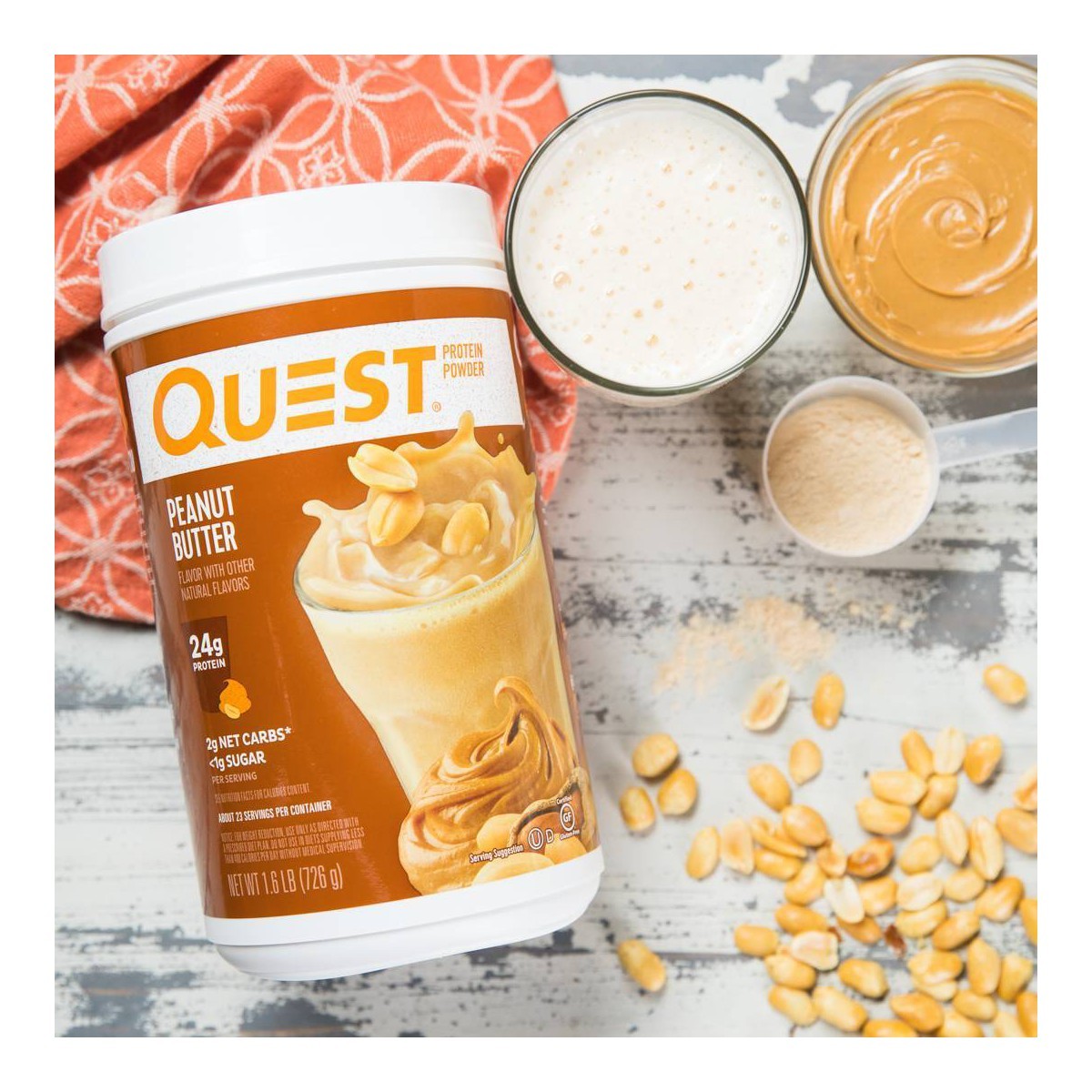 Quest Nutrition Protein Powder – Peanut Butter – 3lbs: 23g Protein , 1 Pack