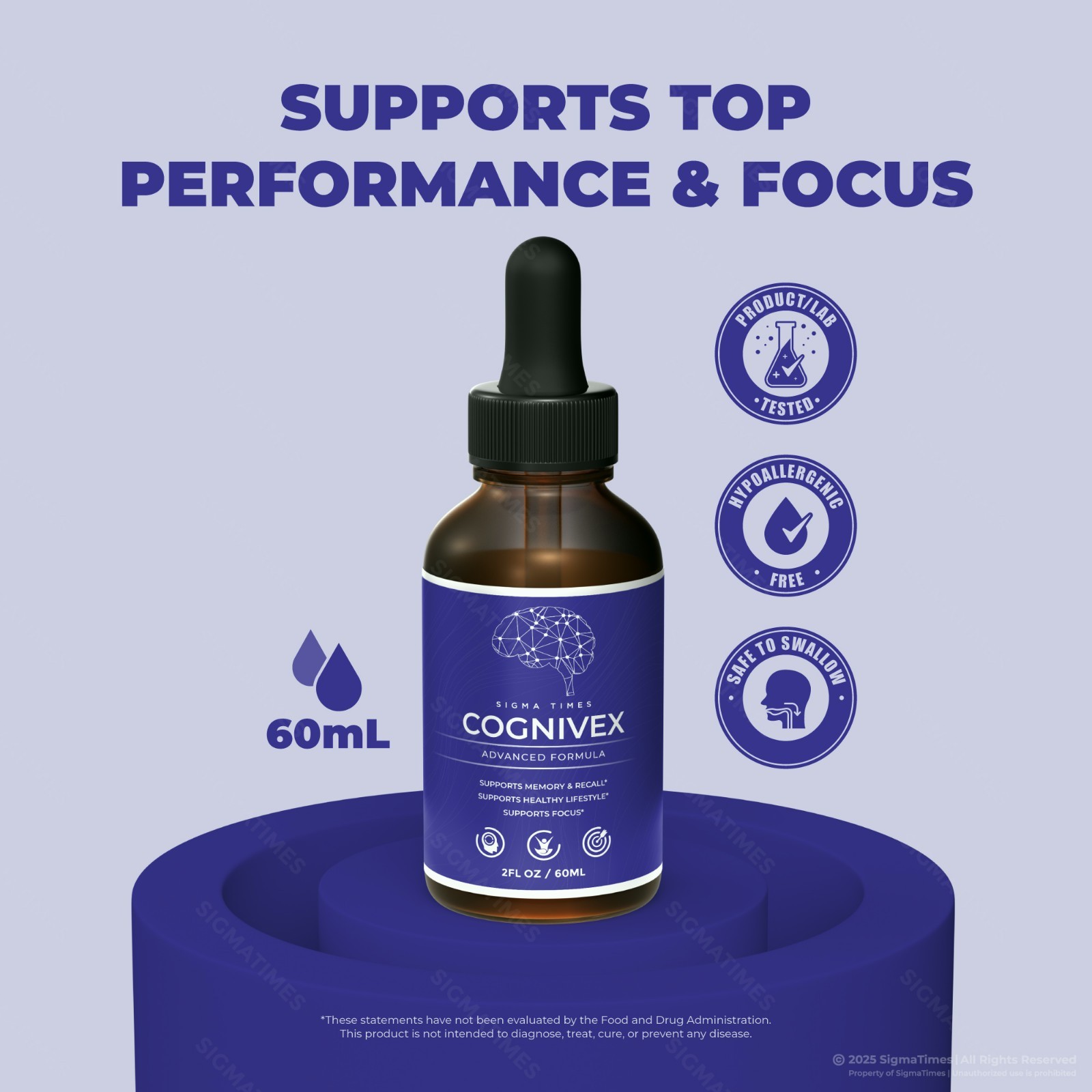 Cognivex Drops, Liquid Supplement to Support Brain Health & Memory – 5 Pack