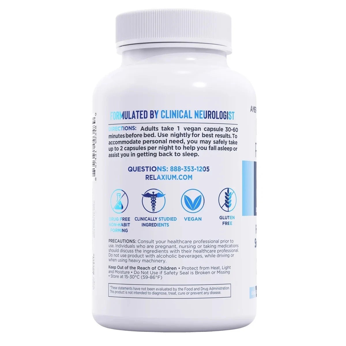 Relaxium Sleep Support 120 Vegan Capsules Melatonin Ashwagandha MADE IN USA