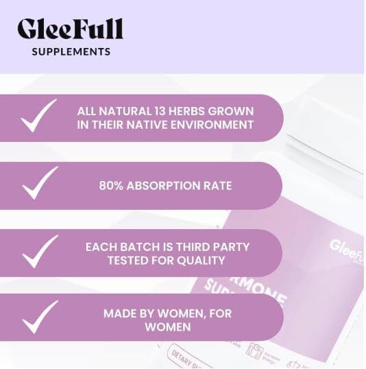 Over GleeFull 30 Hormone Support Menopause Supplement for Women Hot Flash Relief