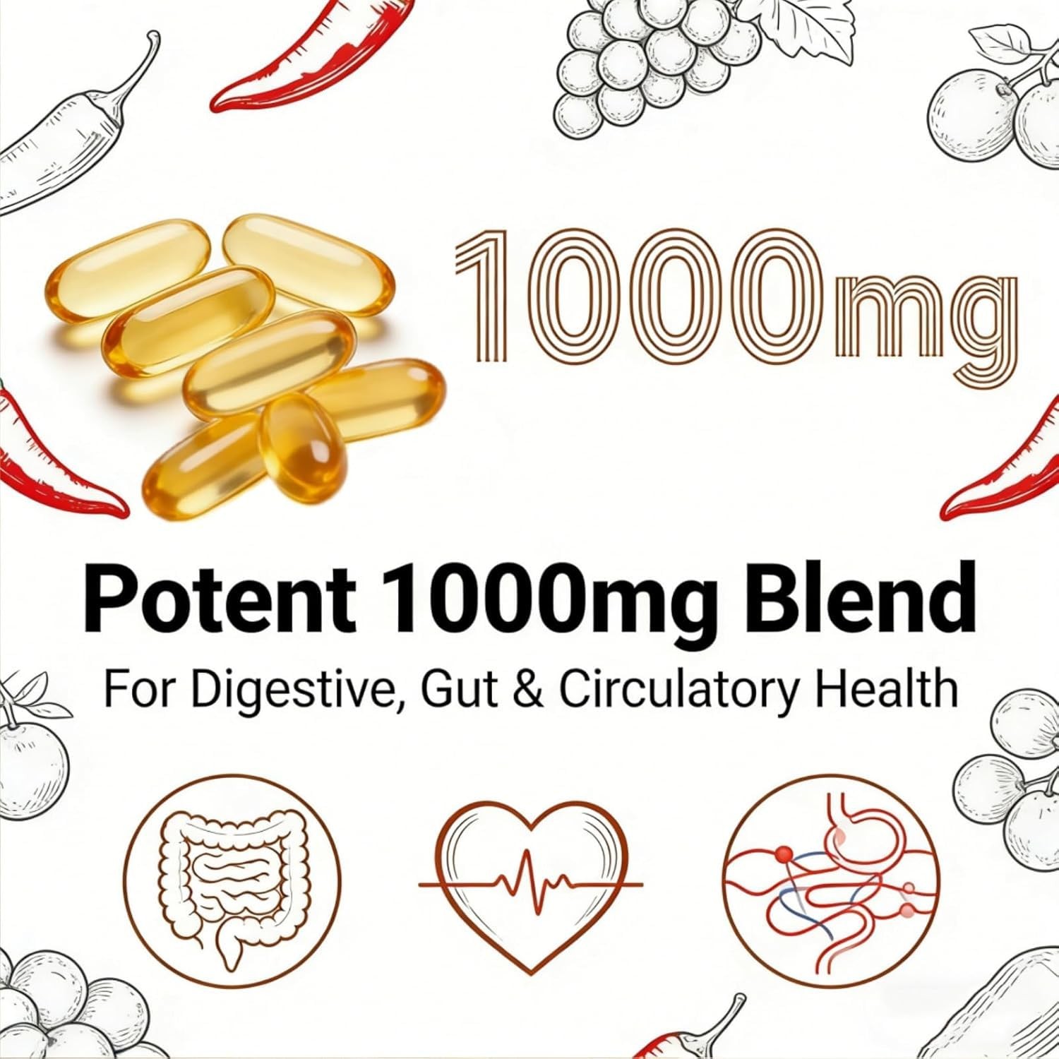 Capsaicin Softgels,auri Cayenne Pepper softgels， with Vitamin E, D3+K2,