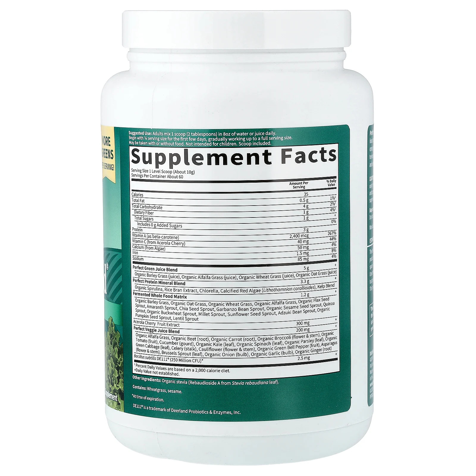 Garden of Life Perfect Food Super Green Formula 21 16 oz 600 g No Artificial