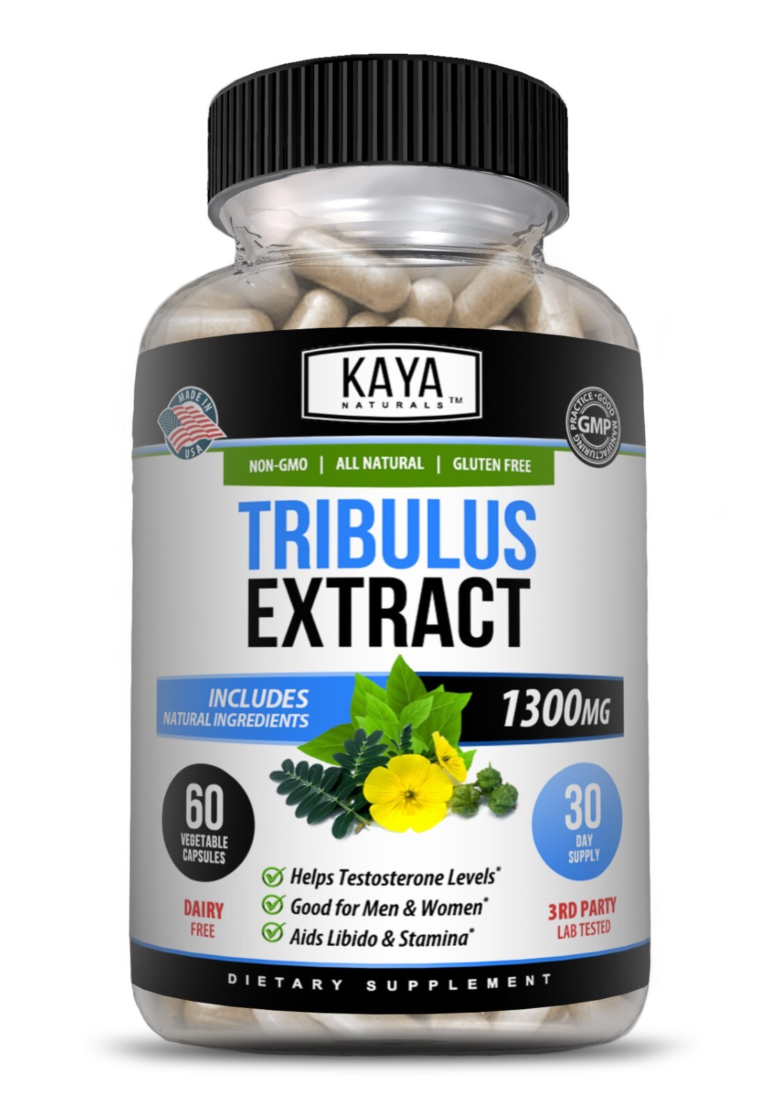 Tribulus 1300mg 45% Saponins 60ct Bladder & Urinary Tract Health Male Energy