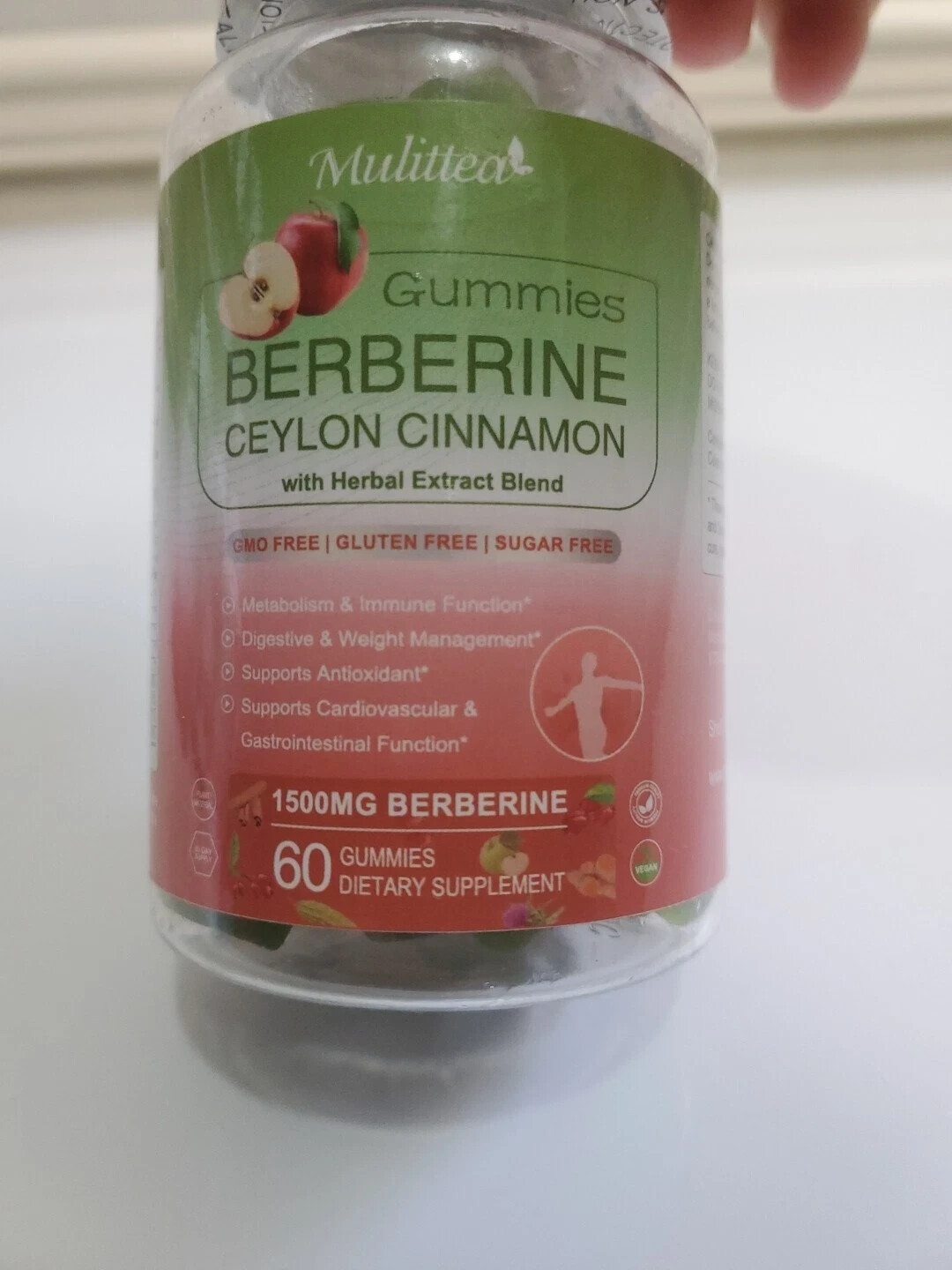 Mulittea Berberine 1500mg Plus Organic Ceylon Cinnamon – 60 Gummies 7/25
