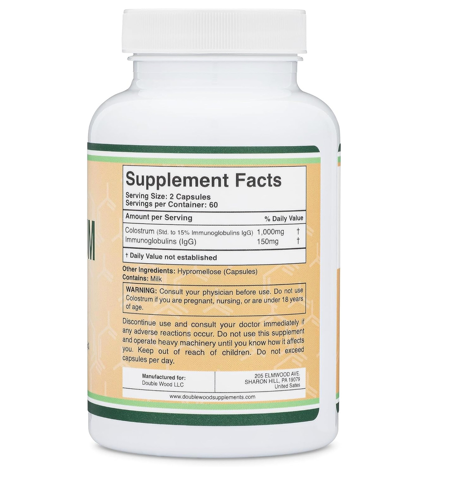 Colostrum Capsules 10000mg, 120 Capsules – Gluten Free, Non-GMO, Double Wood