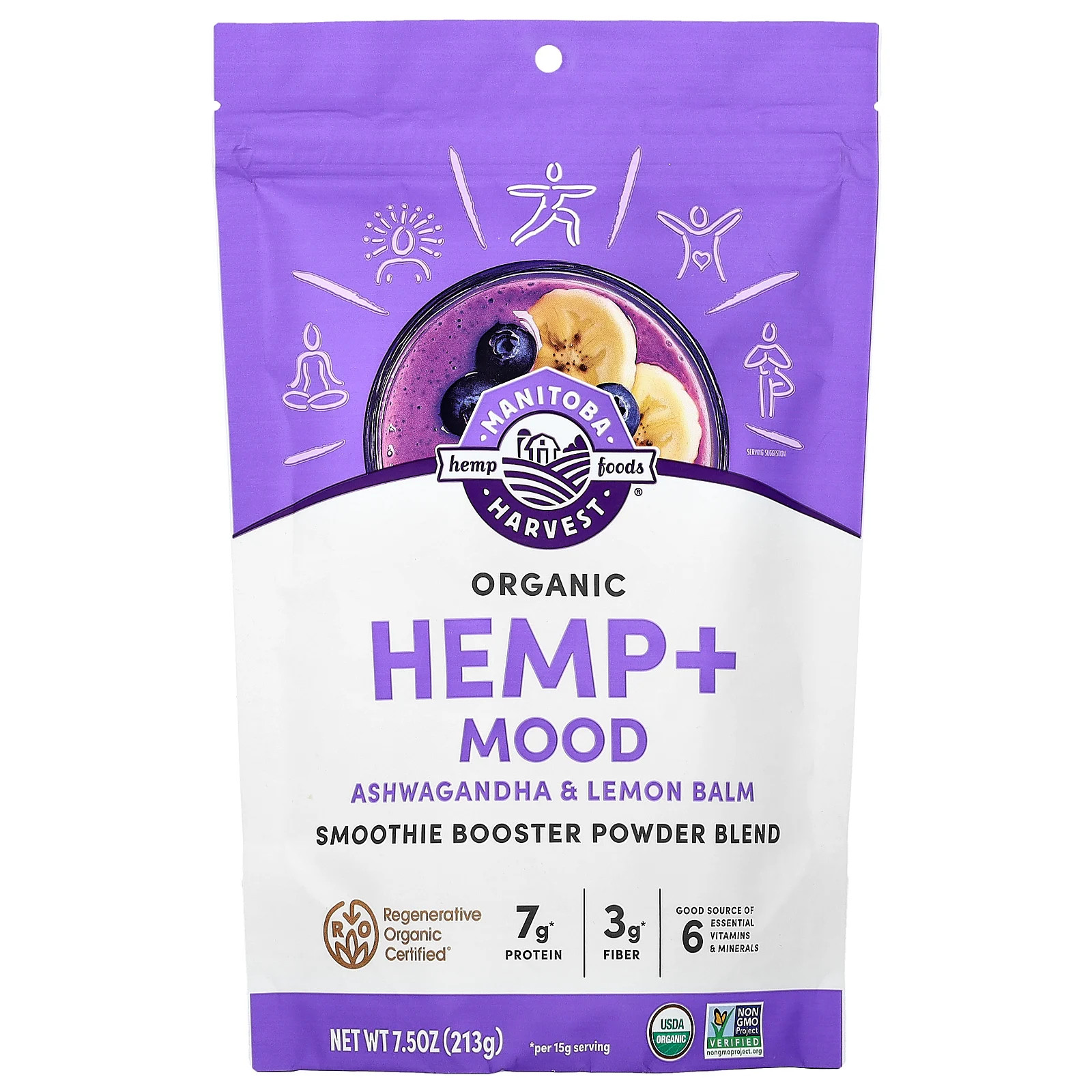 Organic Hemp + Mood, Smoothie Booster Powder Blend, 7.5 oz (213 g)