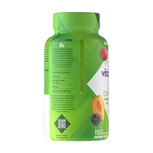 4 PK Vitafusion Vitamin D3 Gummy Vitamins 150 Ct Each Berry & Peach EXP 03/27