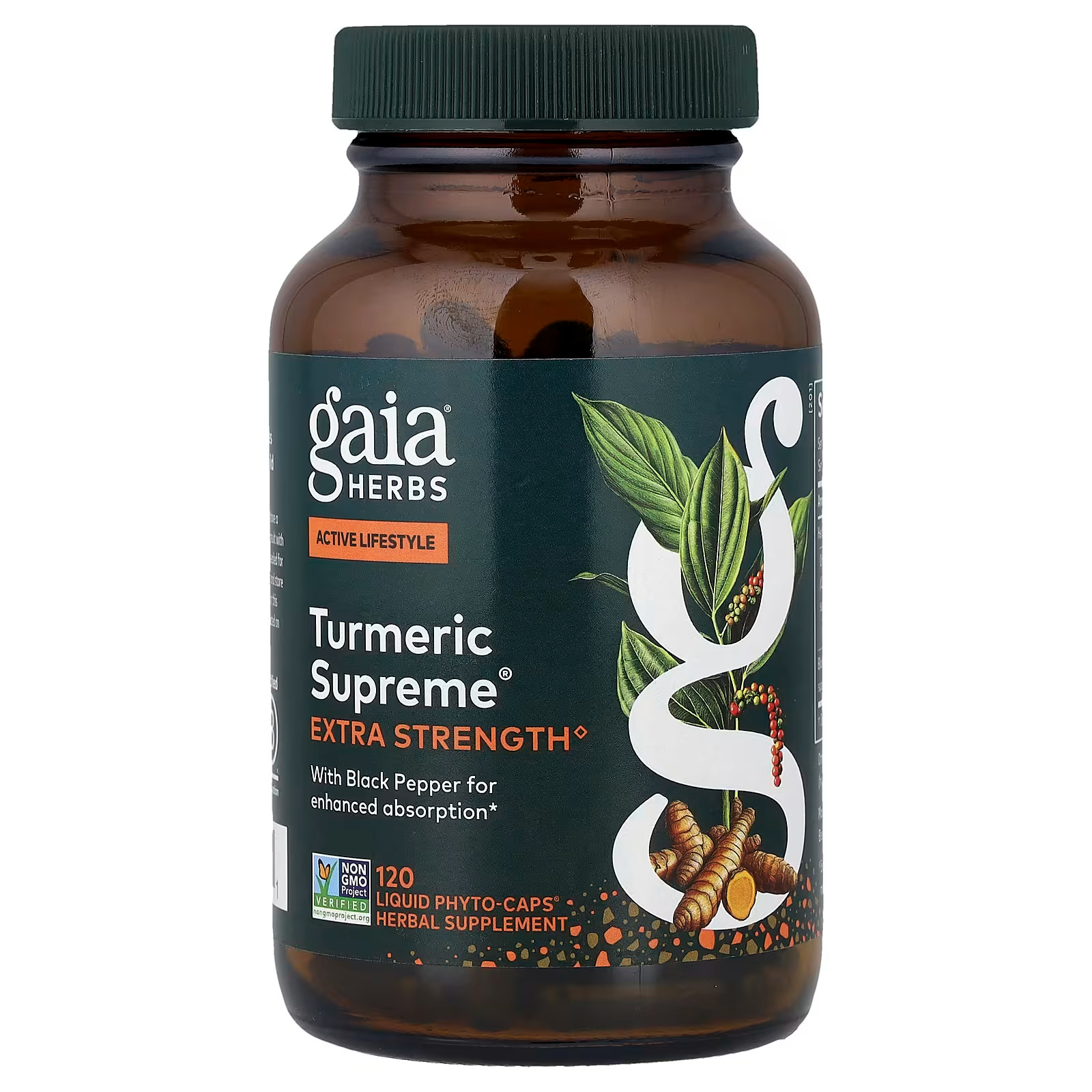 GAIA TUMERIC SUPREME EXTRA STRENGTH. 120 LIQUID PHYTO-CAPS. EXP 8/2027