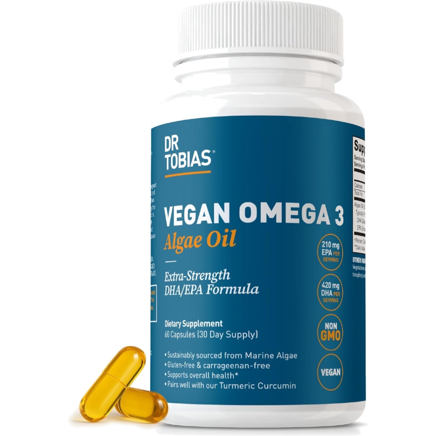 Sustainably Sourced Omega 3 – 60 Capsules, Non-GMO, Gluten-Free, DHA & EPA