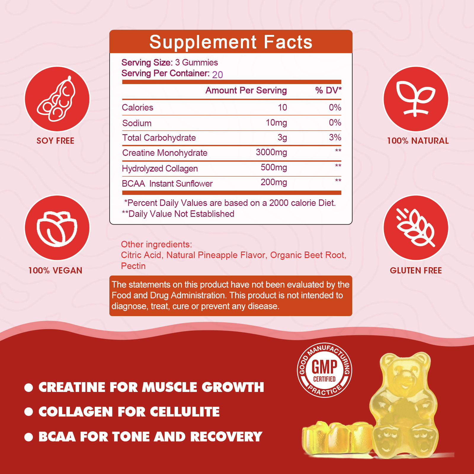 Creatine Monohydrate for Men & Women Workout Energy Muscle Growth Support