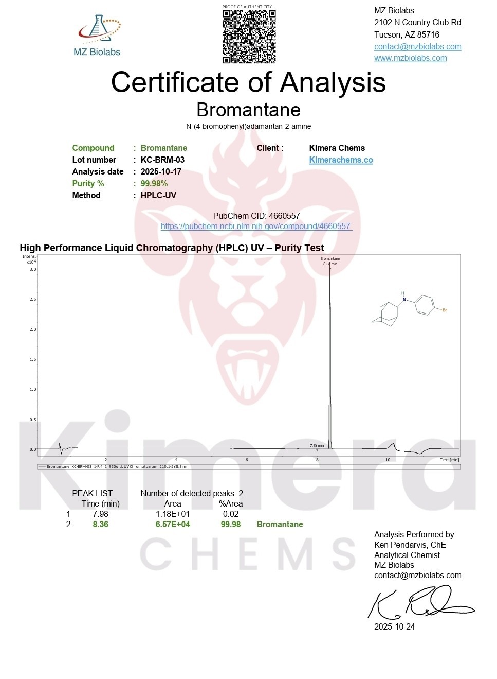 Kimera Chems Bromantane Liquid 30mL 100mg Per ml Nootropic