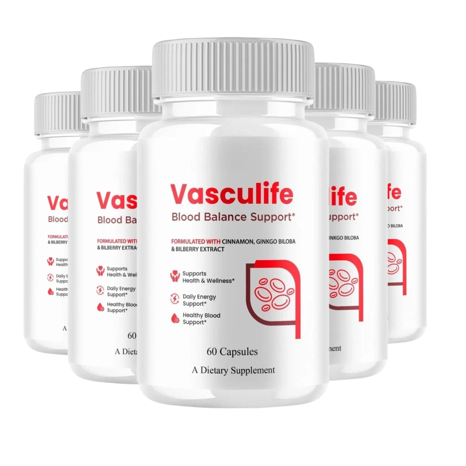 5-Pack Vasculife Capsules – VascuLife Blood Balance Support Capsules- 300 Caps