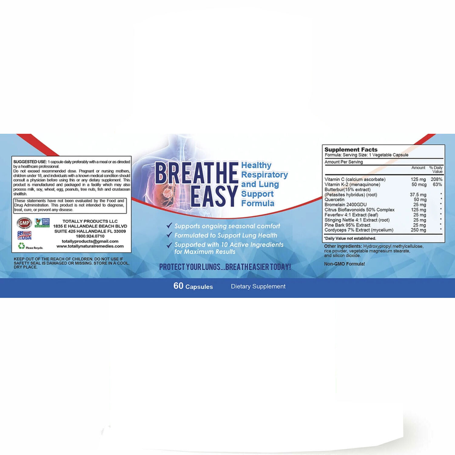 Respiratory System Lung Support Cholesterol Control 660 Heart Supplement 60 Caps