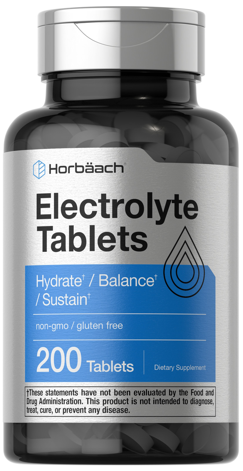 Electrolyte Tablets | 200 Count | Vegetarian, Non-GMO | by Horbaach