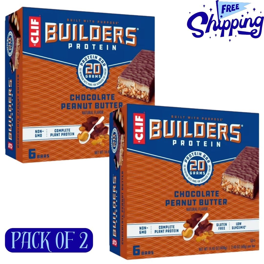 CLIF Builders-Chocolate Peanut Butter Flavor-Protein Bars-Gluten-Free 12 Count