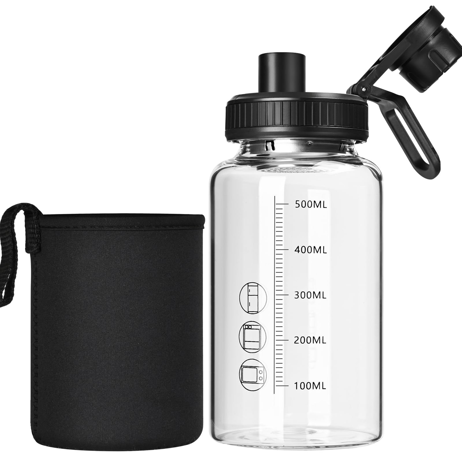 Glass Shaker Bottle,22oz BPA-Free Odorless Shaker Bottle with 304 Stainless S…