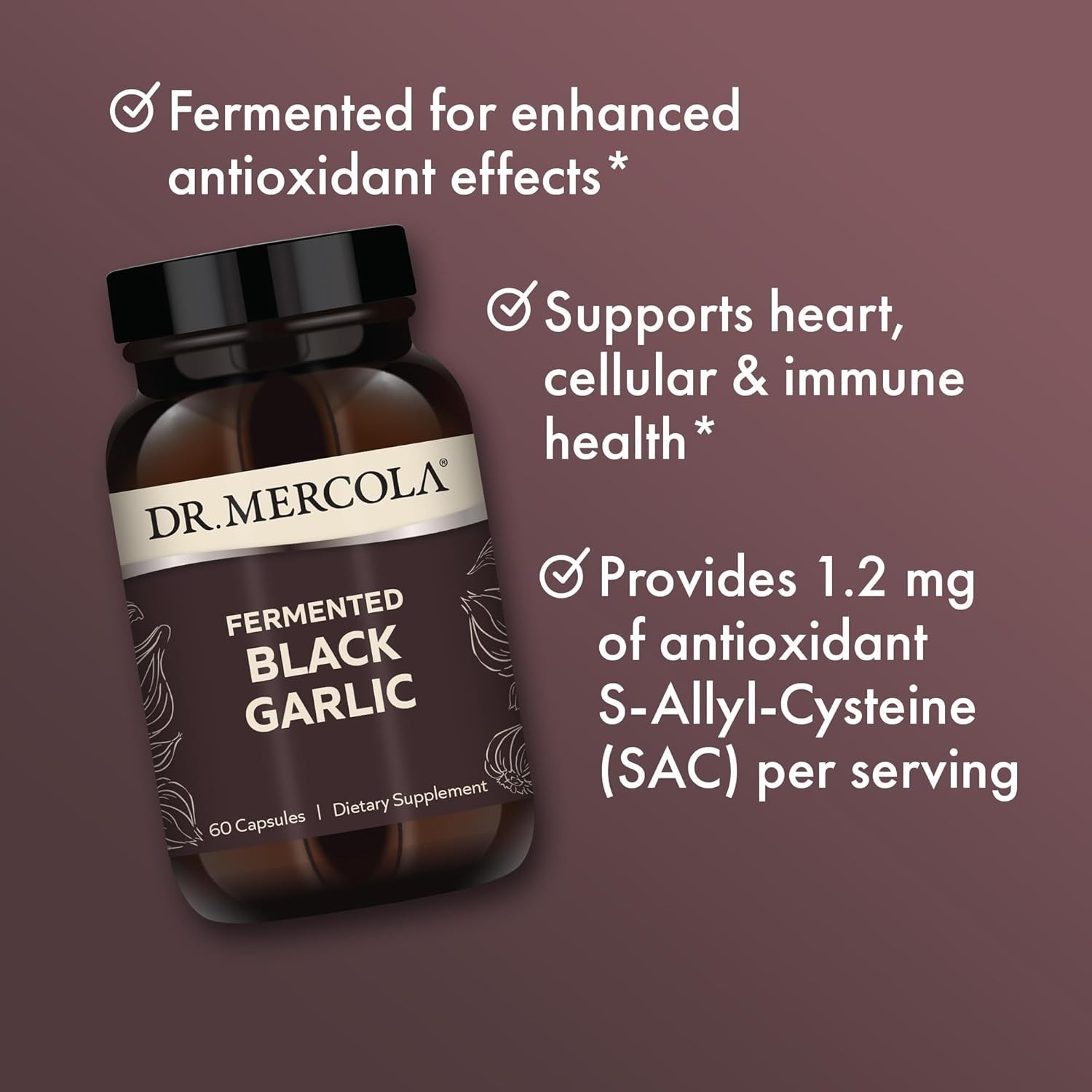 Dr. Mercola Fermented Black Garlic – Antioxidant Supplement – for Immune, Cellul