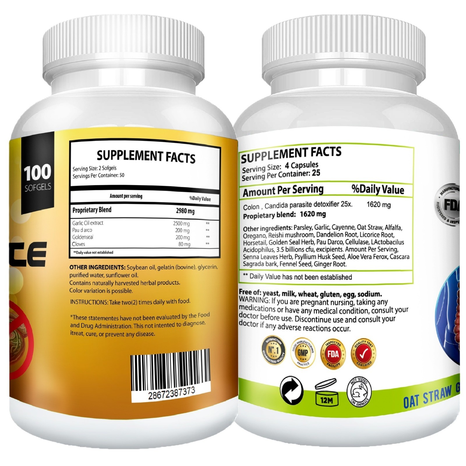 Fast COLON DETOX Clean & Flush Colon Parasite and lower intestines Support egg