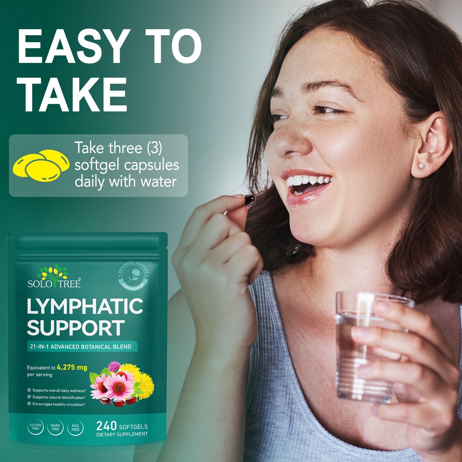 Lymphatic Drainage Supplements, Herbal 4275mg Lymph System Support Supplement fo