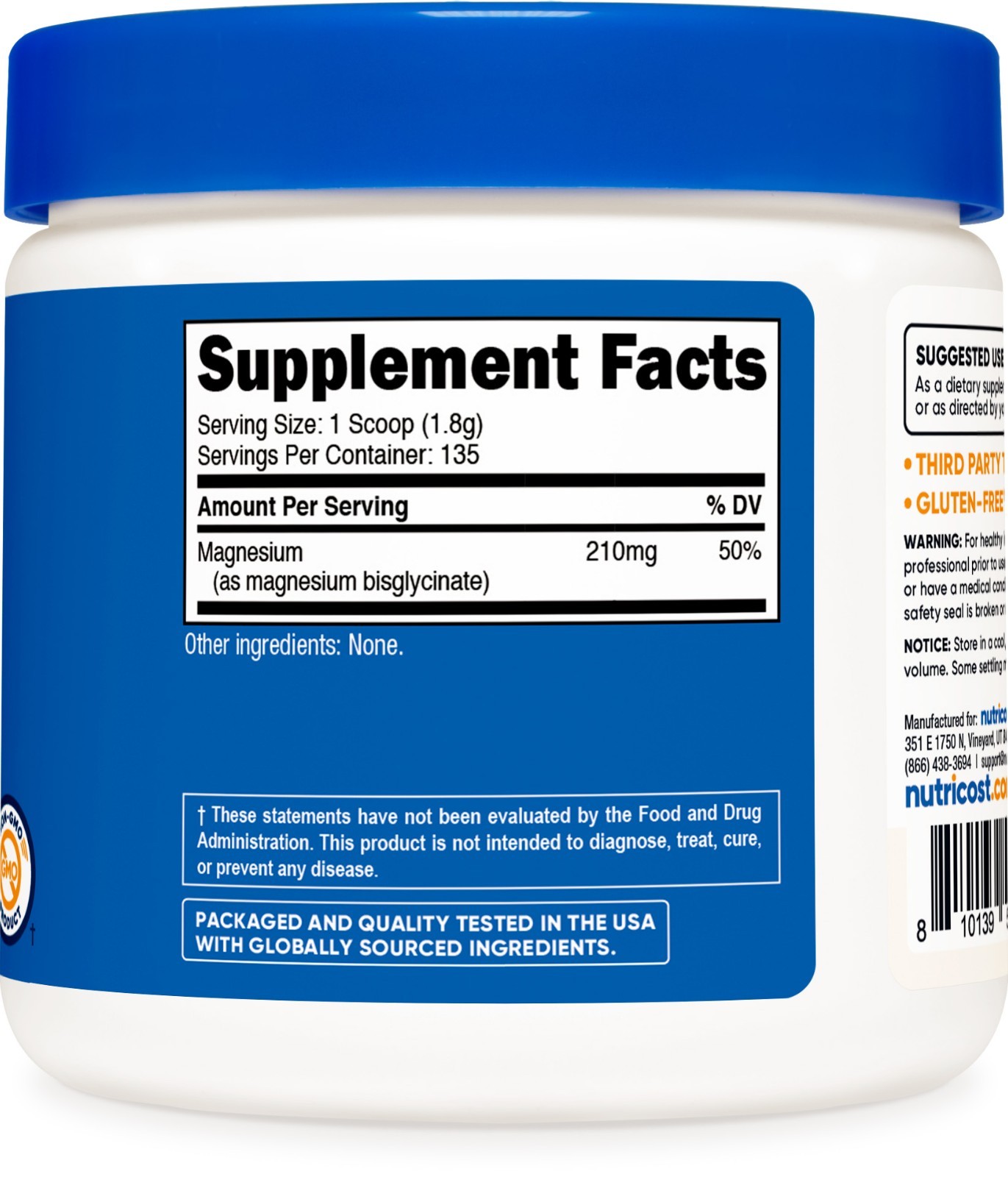 Nutricost Magnesium Glycinate Powder (250 Grams) (Unflavored)