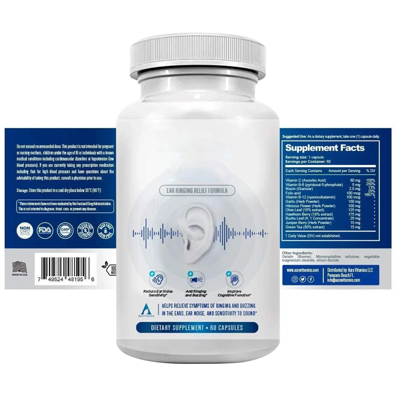 Audio Calm Tinnitus Relief Supplement Ear Tinnitus Relief 60/120/180 Counts