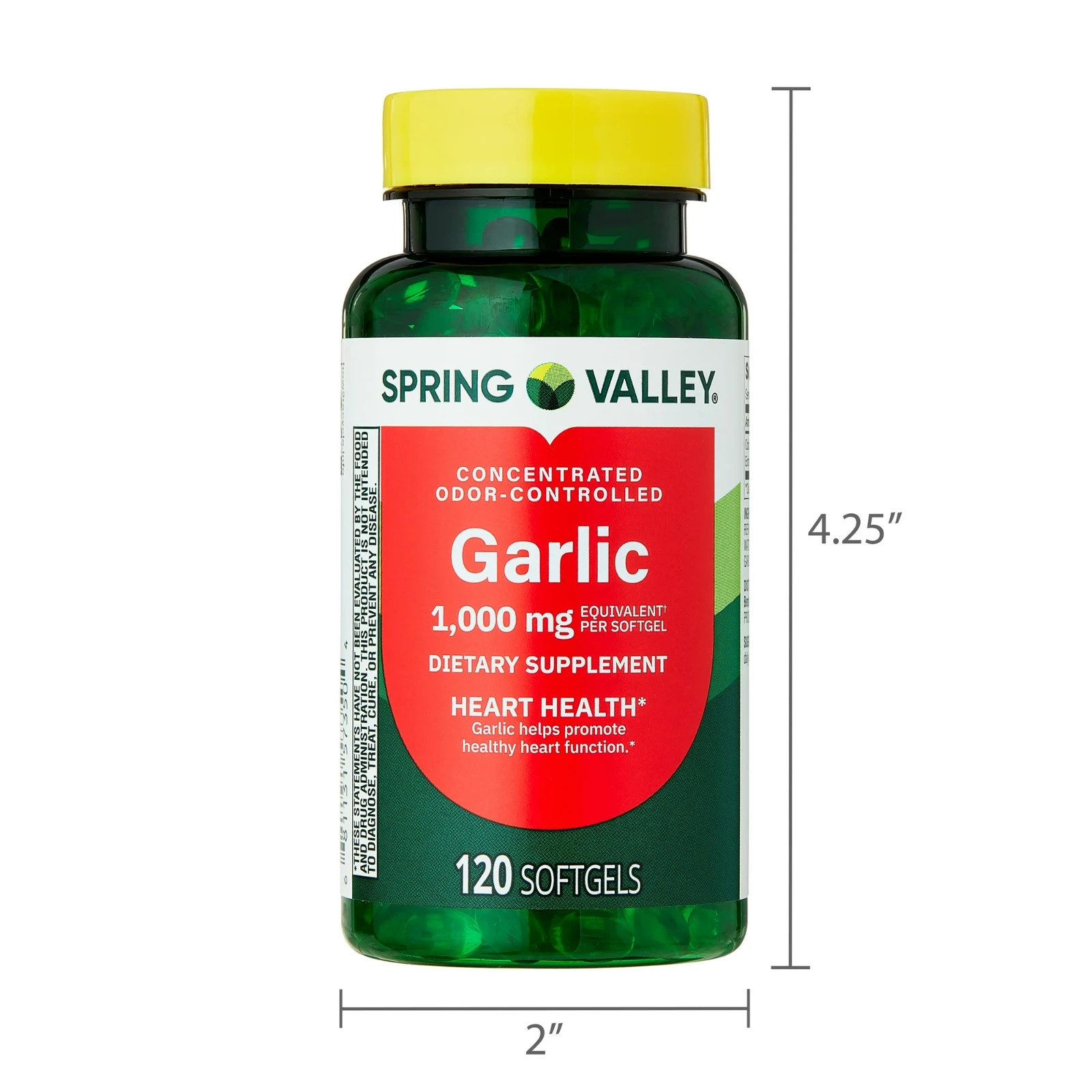 Spring Valley Odor-Controlled Garlic Softgels 1000mg 120 Count