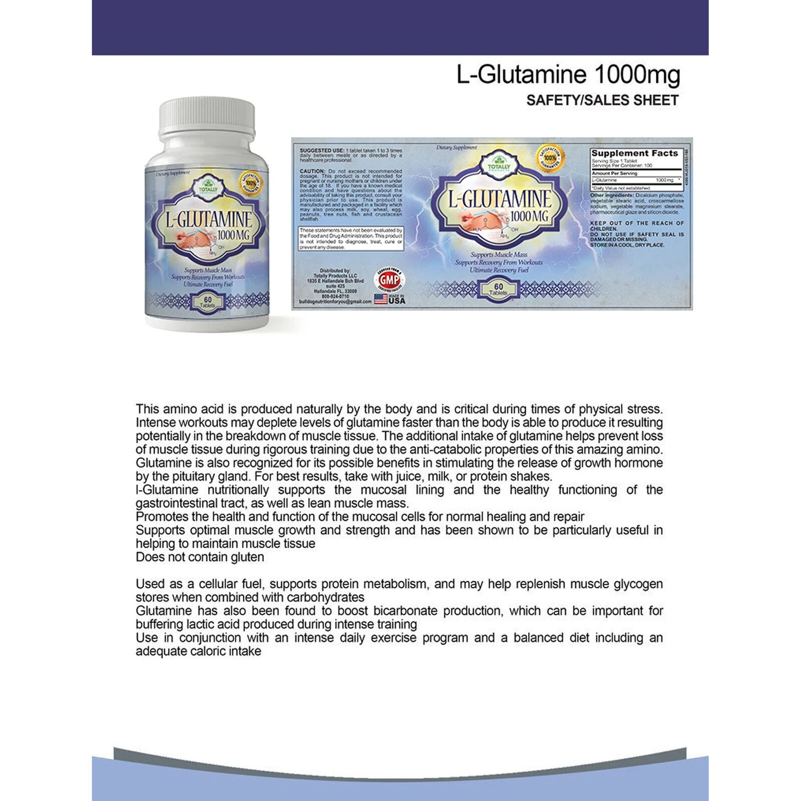 Hemp Seed Oil Healthy Skin Joints Supplement & L-Glutamine Tablet Muscle Support