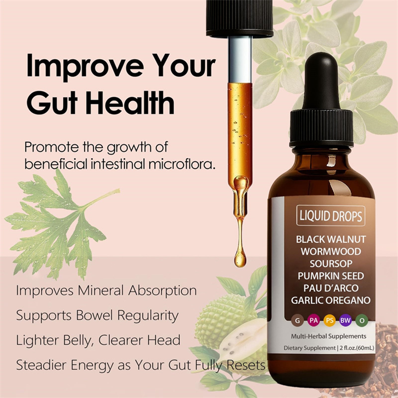 Walnut Black Gut Wormwood Tincture Rapid Walnut Cleanse Digestive Fitness 60ml