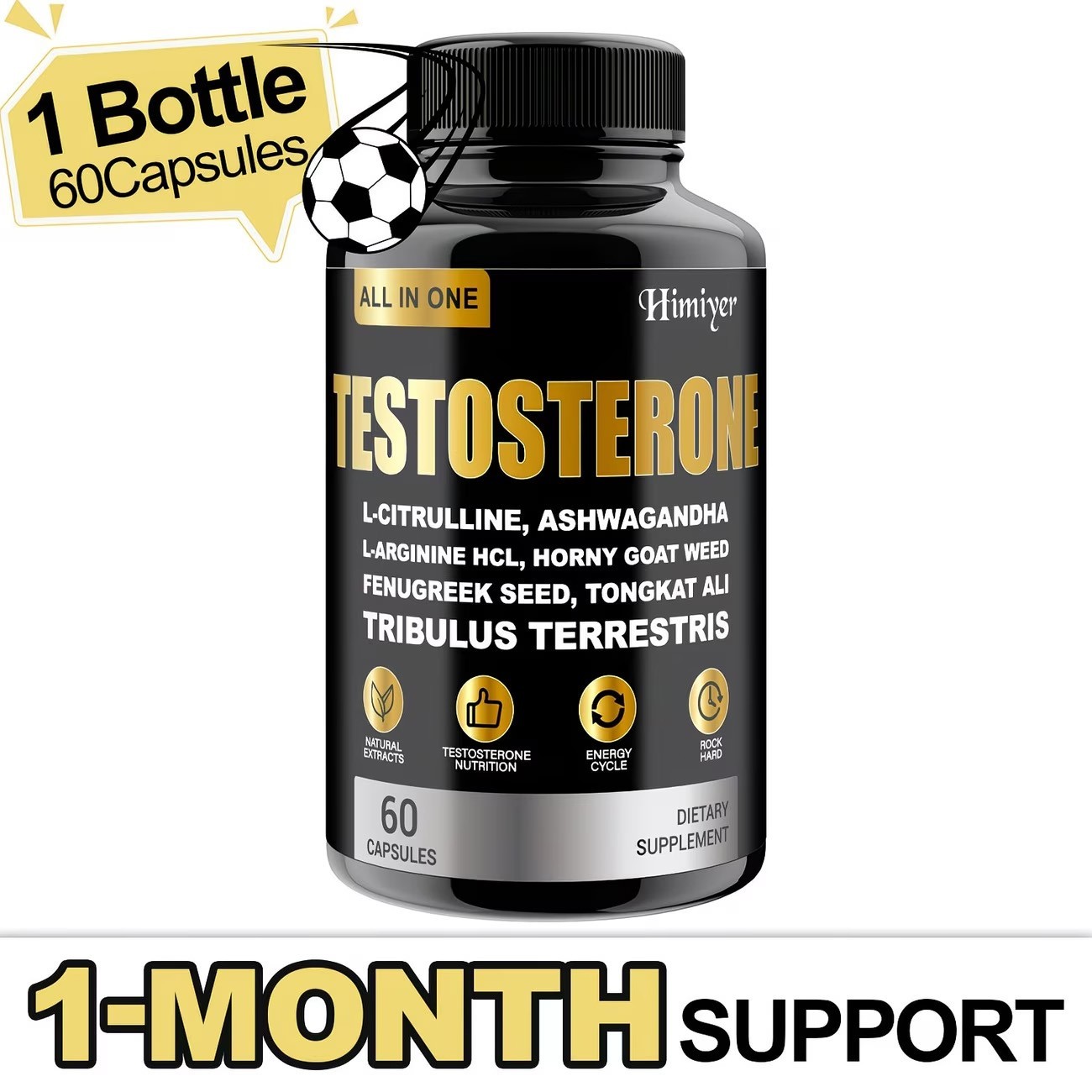 Testosterone Booster Male Capsules to Boost T-Levels for Enhanced – 60 Capsules