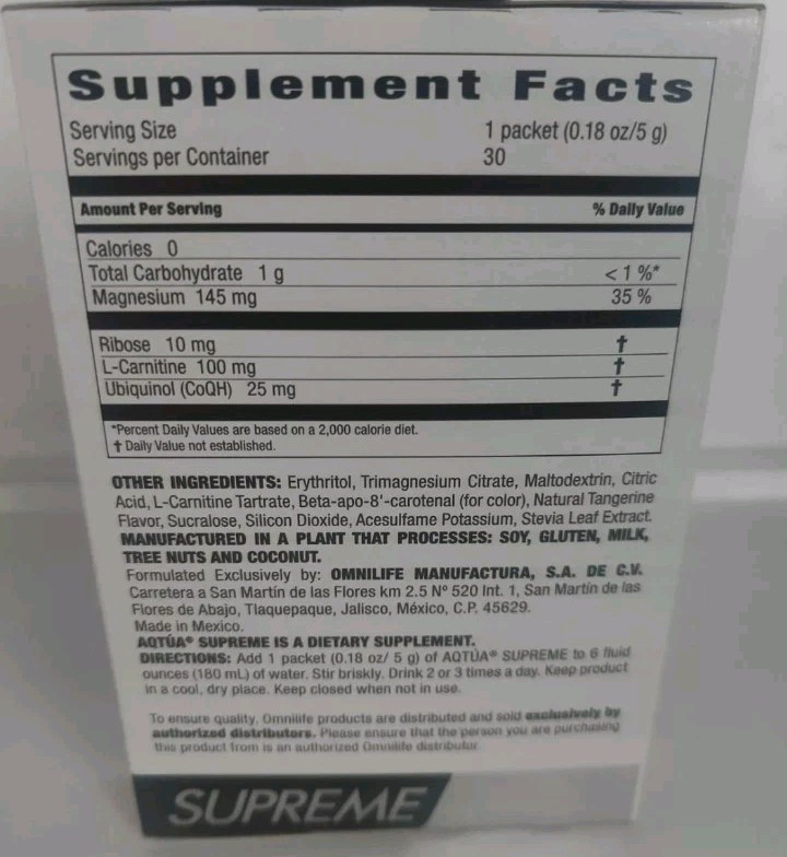 Aqtua Supreme Omnilife. Natural cardio supplement.