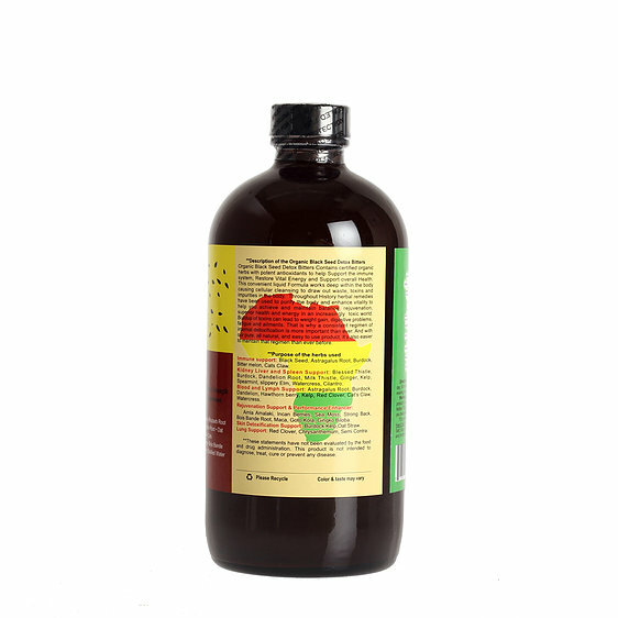 Black Seed Detox Bitters 32 oz – 100% Pure Natural Organic Vegan Herbal Dietary