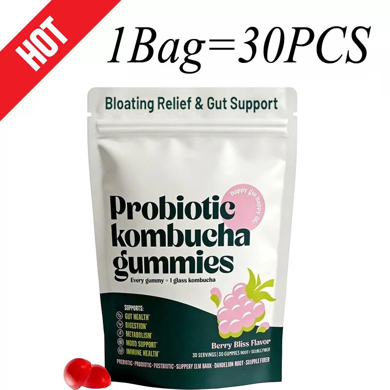 Probiotic Kombucha Gummy – Prebiotics, Probiotics, Postbiotics, Fiber Supplement