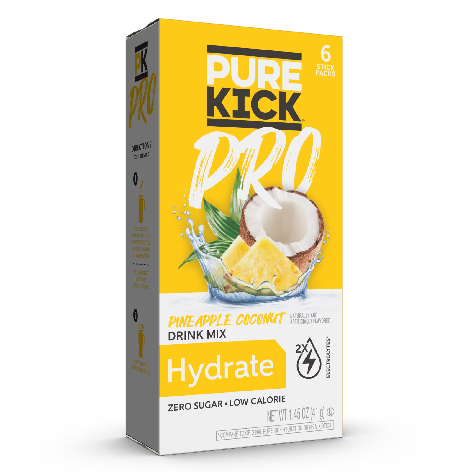 Pure Kick Pro Pineapple Coconut, Hydration Electrolyte Powdered Drink Mix, 6 Cou
