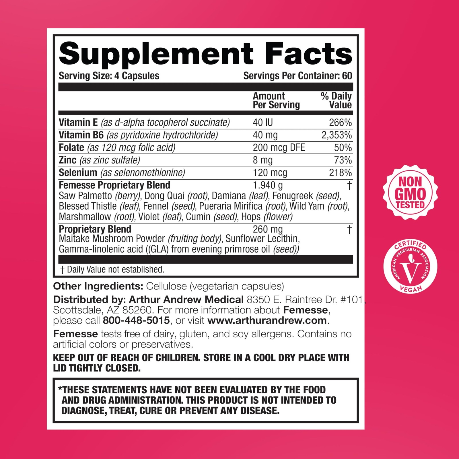Arthur Andrew Medical Femesse Breast And Balance Beauty And Hormone Support