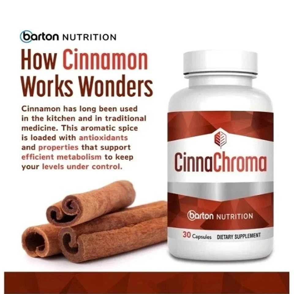 3Pack Barton Nutrition CinnaChroma Advanced Blood Sugar Support 30 Caps