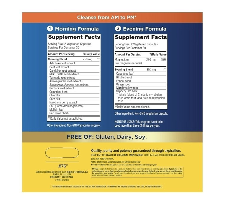 RenewLife Total Body Cleanse Herbal Supplement 120 Capsules Gluten-Free Detox