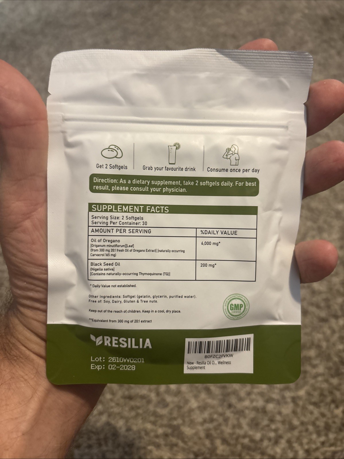 Resilia Oil Of Oregano With Black Seed Oil 6,000MG 60 Softgels